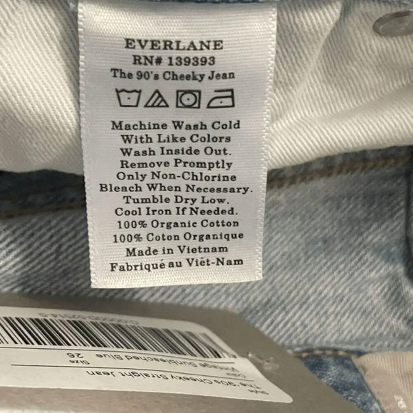 Everlane The 90's Cheeky Jean Women's 26‎ Crop Light Blue Wash High Rise NWT - Picture 5 of 5